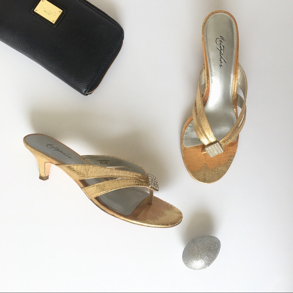 Metaphor • gold kitten heels | rhinestones